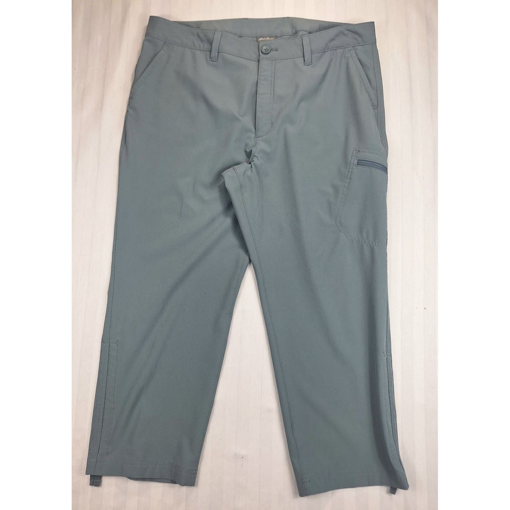 Eddie Bauer Stretch Ripstop Crop Pants Womens 14 Blue Gray Hiking Cargo Outdoor